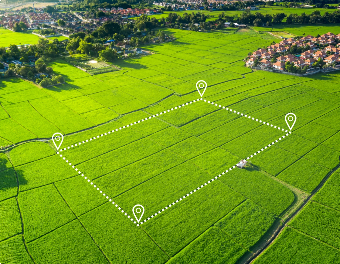 farm land with marker